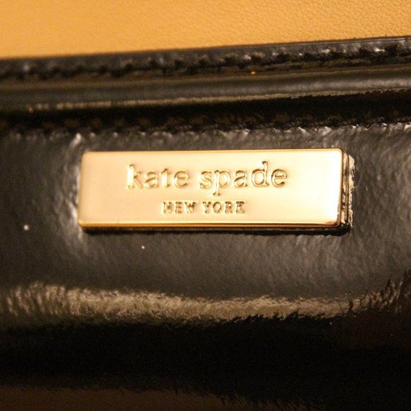KATE SPADE Leather Tan/Black Bow Purse NWOT - Picture 5 of 9